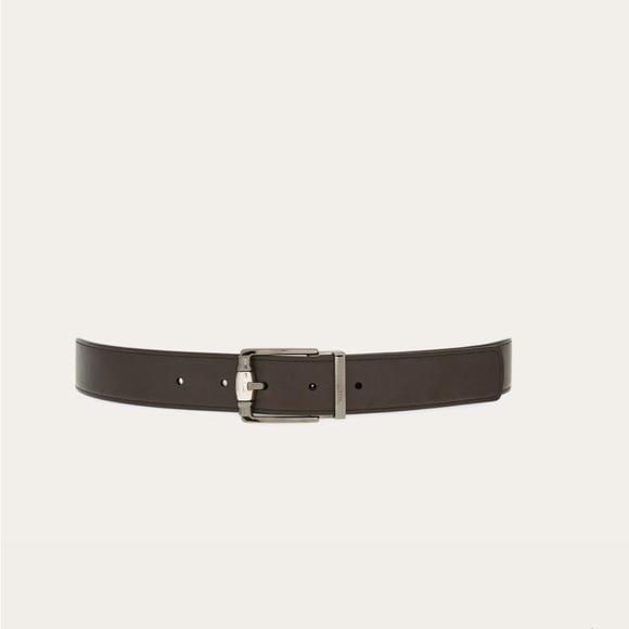 Reversible Adjustable Ferragamo Belt with Gold Buckle